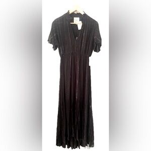 New Area Stars Black maxi Dress with Silver Stripes size S